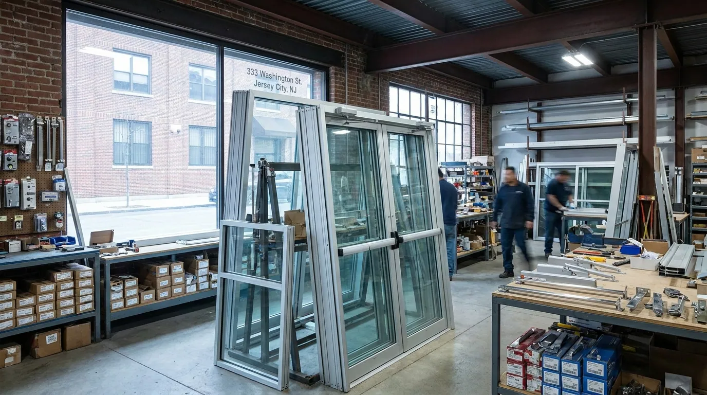 Commercial door hardware ready for a storefront job